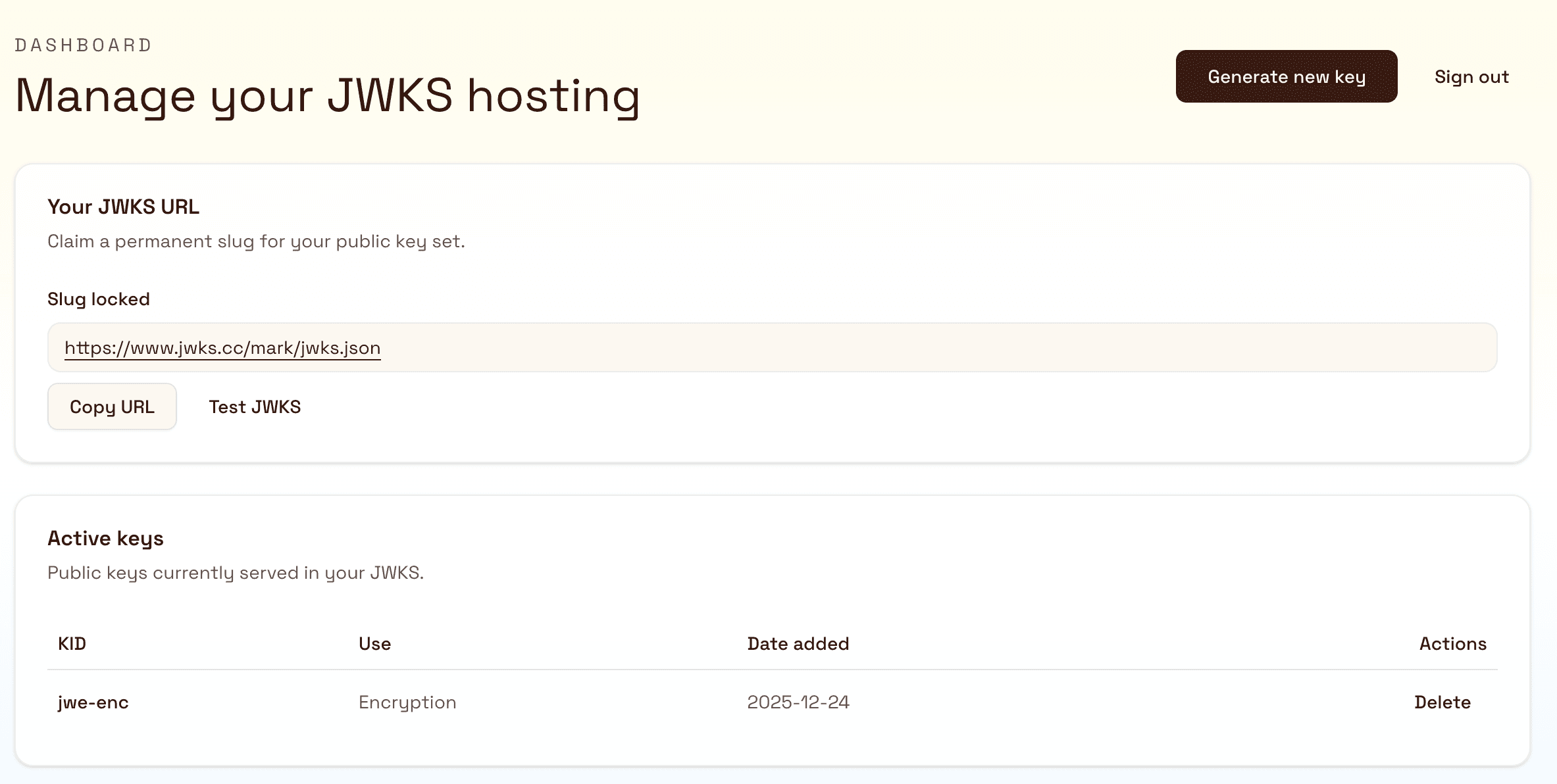 JWKS dashboard preview